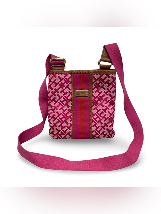 Tommy Hilfiger Handbags - Tommy Hilfiger Logo-Print Crossbody Bag in Pink - Designer Style